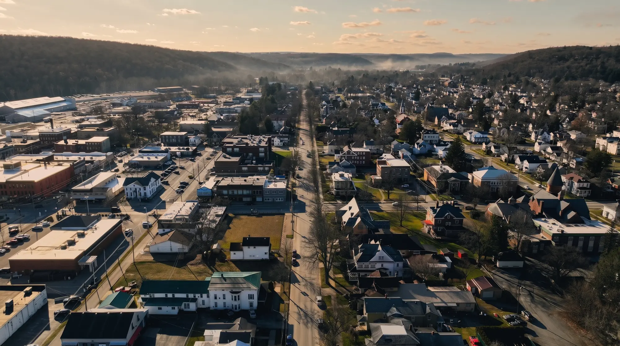 Titusville's main road, from above